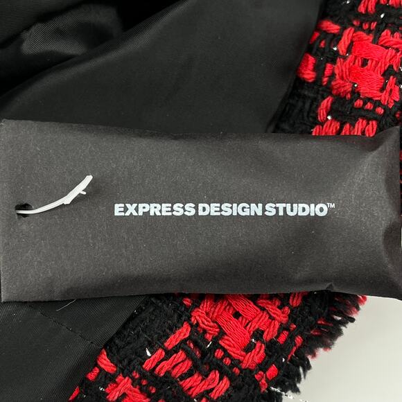 Express Tweed Houndstooth Blazer Jacket Womens Size 8 Silver Metallic - Picture 6 of 6